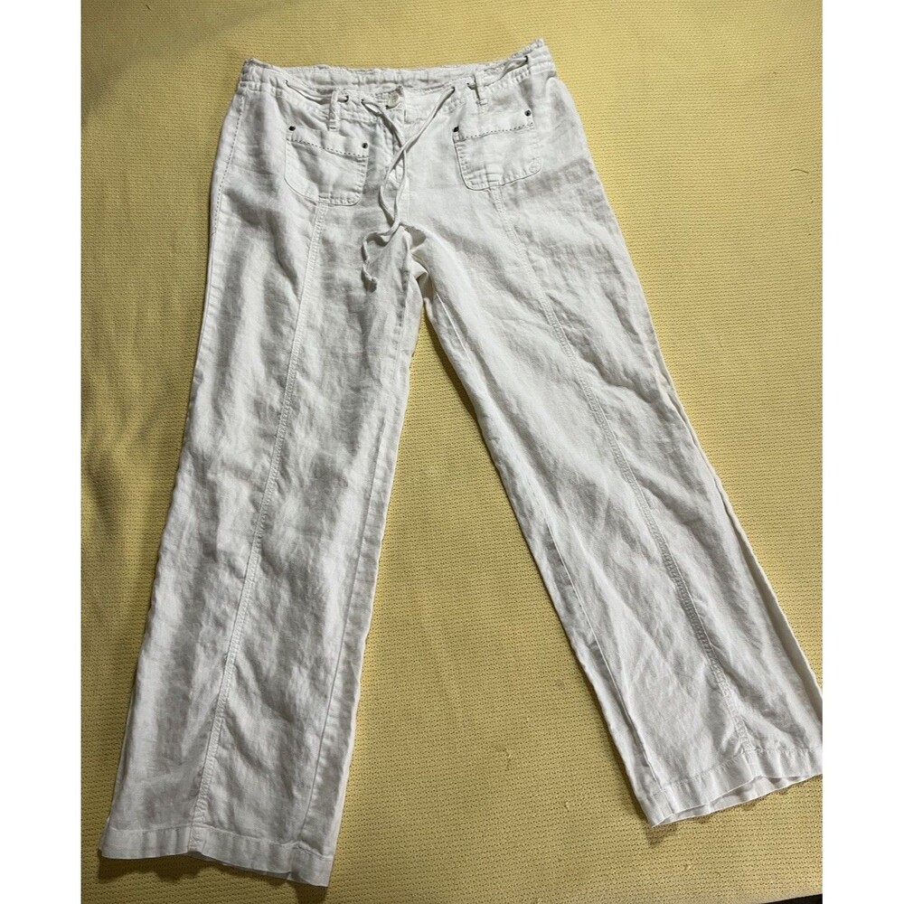 Inc International Concepts Linen Blend Pants Size Large White Classic Preppy